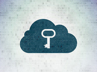 Image showing Cloud networking concept: Cloud With Key on Digital Paper background