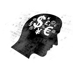 Image showing Advertising concept: Head With Finance Symbol on Digital background