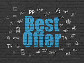 Image showing Marketing concept: Best Offer on wall background