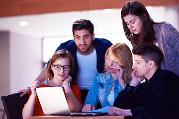 Image showing students group working on school  project  together