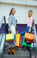 Image showing happy young girls in  shopping mall