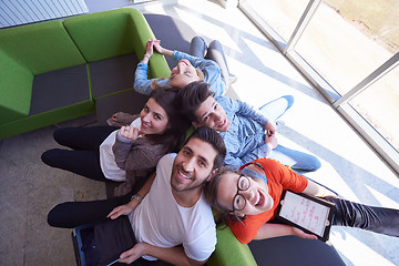 Image showing students group working on school  project  together