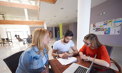 Image showing students group working on school  project  together