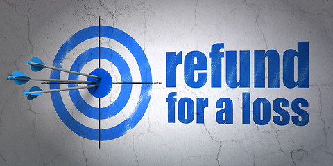 Image showing Insurance concept: target and Refund For A Loss on wall background