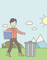 Image showing Man with recycle bins.