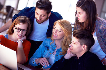 Image showing students group working on school  project  together