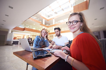 Image showing students group working on school  project  together