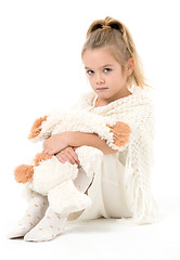 Image showing Little Girl in a White Dress Posing