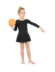 Image showing Little Gymnast Practicing with a Ball