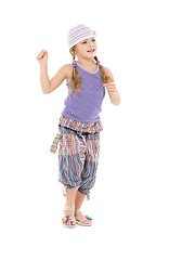 Image showing Little Girl in Bright Dress Dancing