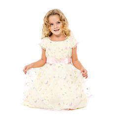 Image showing Little Girl in a Light Dress Posing