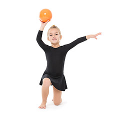 Image showing Little Gymnast Practicing with a Ball