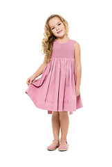 Image showing Little Girl in a Pink Dress Posing