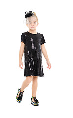 Image showing Little Girl in a Black Dress Posing