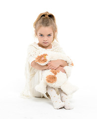 Image showing Little Girl in a White Dress Posing