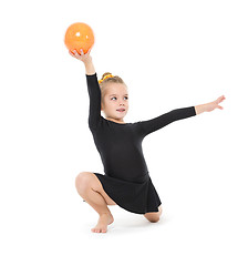 Image showing Little Gymnast Practicing with a Ball