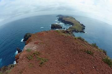Image showing Fisheye view of Cape Ponta de Sao Lourenco, the most eastern edge of Madeira island, Portugal