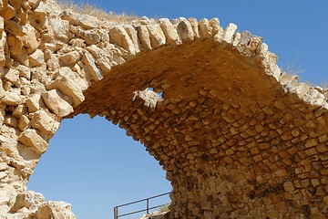 Image showing Ancient stone arch of Kerak Castle in Jordan