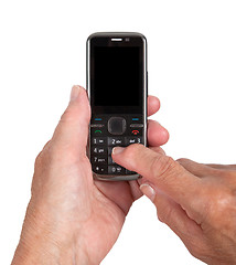 Image showing Hands of senior womanwith a mobile phone