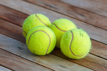 Image showing Four tennis balls 