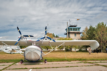 Image showing Orion SK-12 small airplane in little airport