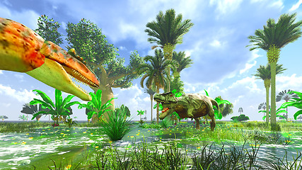 Image showing Tropical dinosaur park