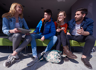 Image showing students group working on school  project  together