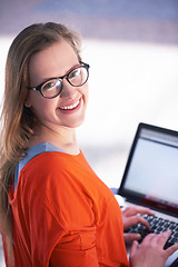 Image showing student girl with laptop computer