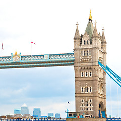 Image showing london tower in england old bridge and the cloudy sky