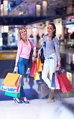 Image showing happy young girls in  shopping mall