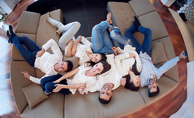 Image showing friends group get relaxed at home