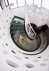 Image showing modern glass spiral staircase