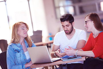 Image showing students group working on school  project  together