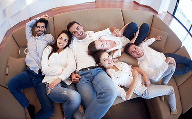 Image showing friends group get relaxed at home