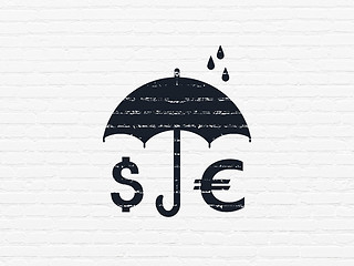 Image showing Protection concept: Money And Umbrella on wall background