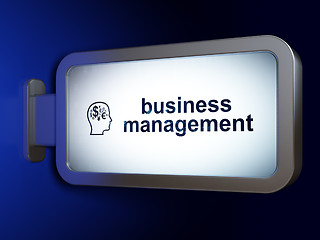 Image showing Business concept: Business Management and Head With Finance Symbol on billboard background
