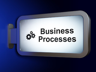 Image showing Finance concept: Business Processes and Gears on billboard background