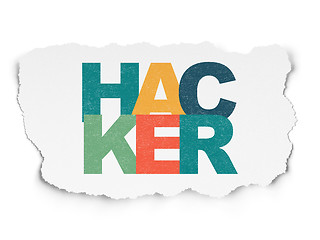 Image showing Privacy concept: Hacker on Torn Paper background