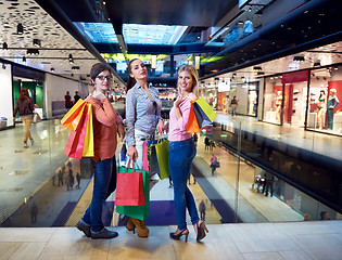 Image showing happy young girls in  shopping mall