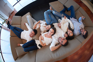 Image showing friends group get relaxed at home