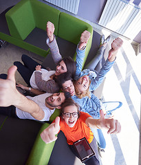 Image showing students group working on school  project  together