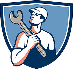 Image showing Tradesman Mechanic Spanner Crest Retro