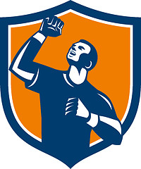 Image showing Athlete Fist Pump Crest Retro