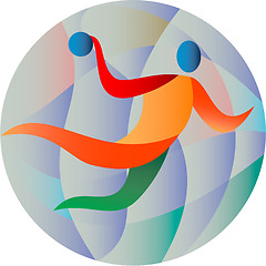 Image showing Handball Player Jumping Throwing Ball Circle 