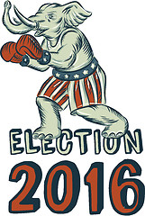 Image showing Election 2016 Republican Elephant Boxer Etching