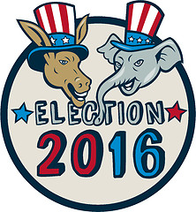 Image showing US Election 2016 Mascot Donkey Elephant Circle Cartoon