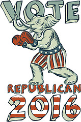 Image showing Vote Republican 2016 Elephant Boxer Isolated Etching