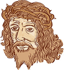 Image showing Jesus Christ Face Crown Thorns Etching