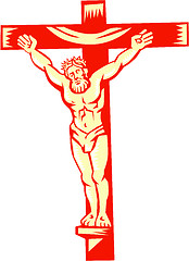 Image showing Jesus Christ On Cross Woodcut