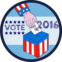 Image showing Vote 2016 Hand Ballot Box Circle Etching